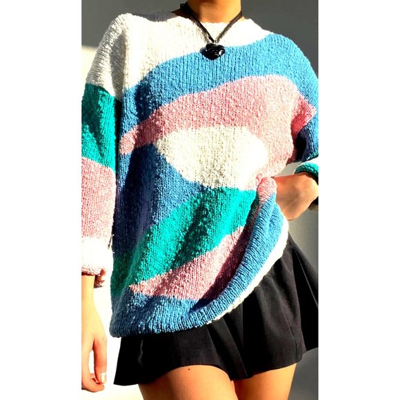 Blair Boutique Retro and Groovy 80's Abstract Knit Long Sleeve Sweater 100% Acry - Picture 9 of 9